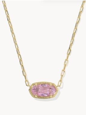 Kendra Scott Elisa Luxe Gold Short Pendant Necklace in Light Pink CZ